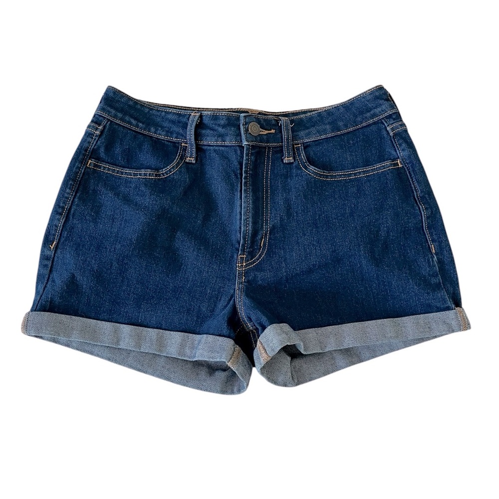 Old Navy Woman’s Blue Jean Shorts with Rolled Hems, High Rise, Size 6